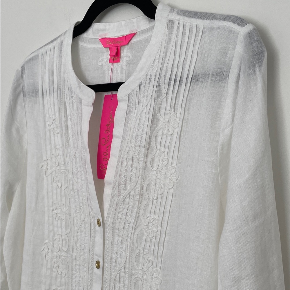 NWT Lilly Pulitzer White Embroidered Linen Sarasota Tunic